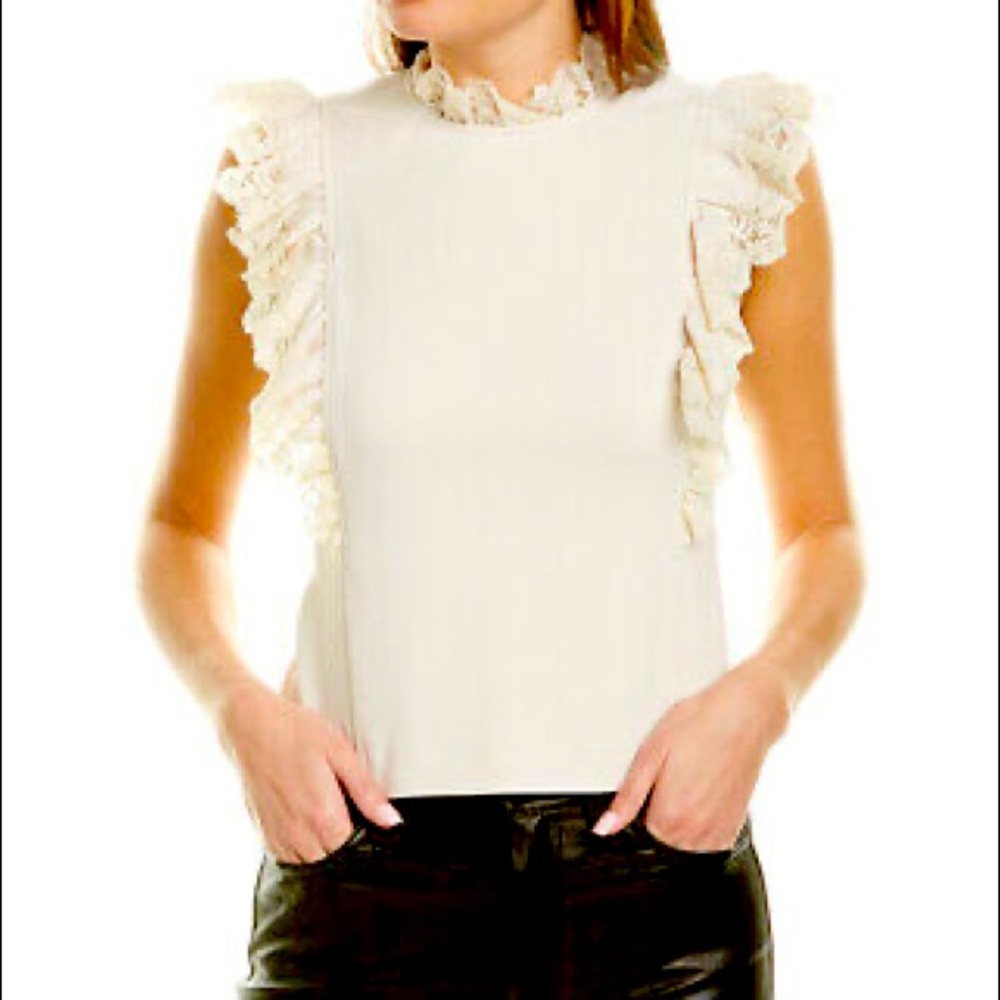 Rebecca Taylor Crepe Lace top NWT